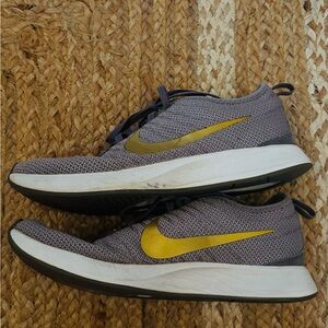SOLD!! Gray and Gold Nike Running Shoes Size 7 1/2